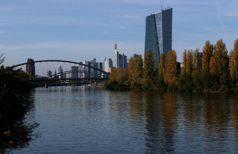 Une vue générale montre le bâtiment de la Banque centrale européenne (BCE), à Francfort