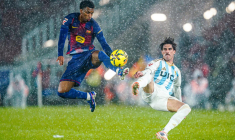 Les tribunes du Camp Nou inondées pendant le match face à Oviedo
