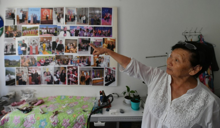 Chayirbou Saguynbaïeva dans un centre pour femmes cancéreuses le 1er juillet 2025 à Bichkek, au Kirghizstan ( AFP / VYACHESLAV OSELEDKO )