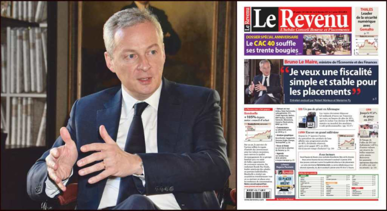 L'interview de Bruno Le Maire, ministre de l’Économie et des Finances, est à retrouver dans Le Revenu Hebdo n°1460-1461, en kiosque ce vendredi 22 décembre 2017. (© Le Revenu)