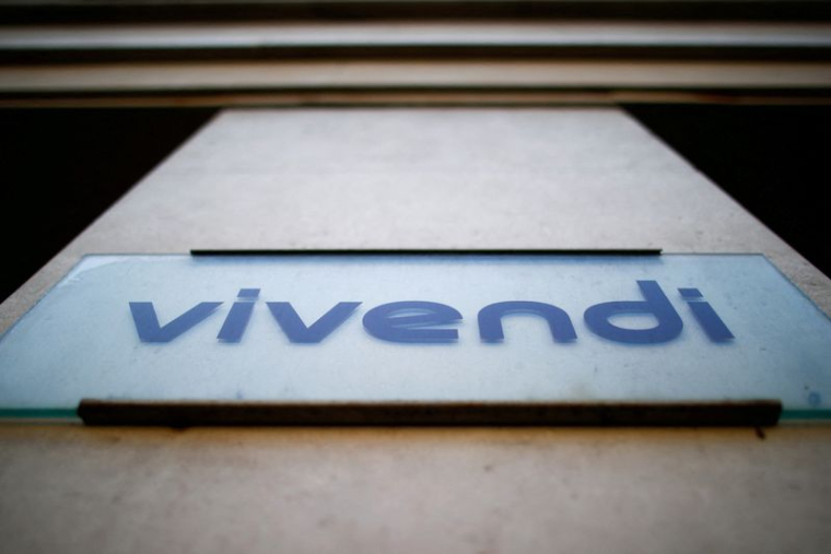 Logo du conglomérat médiatique français Vivendi à Paris