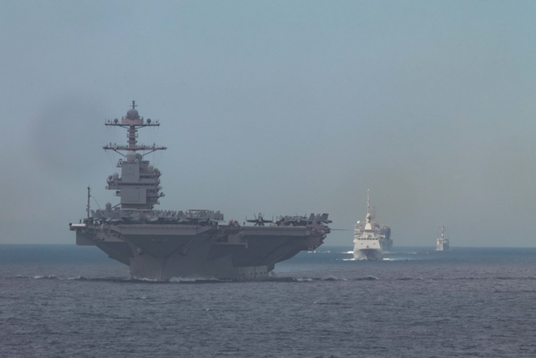 L'USS Gerald Ford en mer, le 1er octobre 2025. ( GETTY IMAGES NORTH AMERICA / U.S. NAVY )