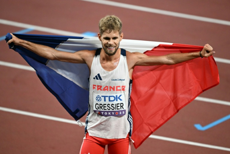 Le Français Jimmmy Gressier, médaillé de bronze du 5.000 m, aux Mondiaux d'athlétisme à Tokyo, le 21 septembre 2025 ( AFP / Philip FONG )