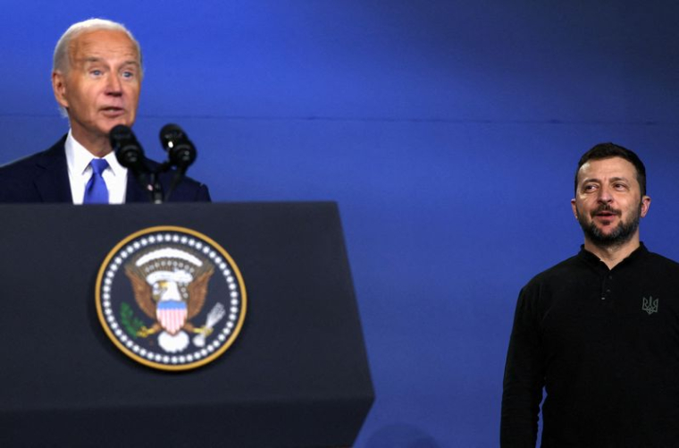 Joe Biden et Volodimir Zelensky lors du sommet de l'Otan à Washington