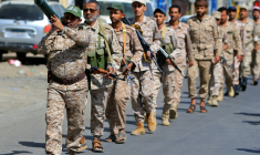 Des partisans des autorités houthies défilent lors d’un rassemblement visant à recruter de nouveaux combattants, le 10 septembre 2026 à Sanaa, au Yémen ( AFP / Mohammed HUWAIS )