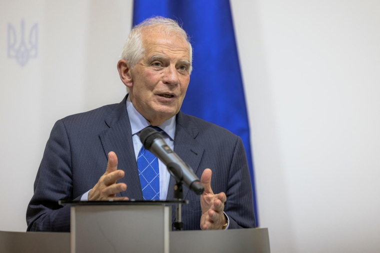 Josep Borrell à Kiev, en Ukraine, le 7 février 2024. ( AFP / ROMAN PILIPEY )