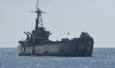 Le navire BRP Sierra Madre a été volontairement échoué en 1999 par la marine philippine sur le banc Second Thomas pour affirmer la souveraineté du  pays et assurer une présence militaire permanente sur zone (illustration) ( AFP / TED ALJIBE )