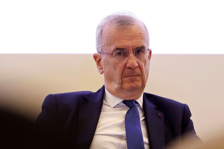 Le gouverneur de la banque centrale française, François Villeroy de Galhau, lors d'une conférence de presse