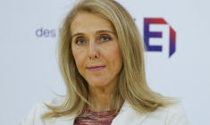 La présidente de Radio France, Sibyle Veil, lors de l'université d'été du Medef, Paris, le 27 août 2026 ( AFP / Thomas SAMSON )