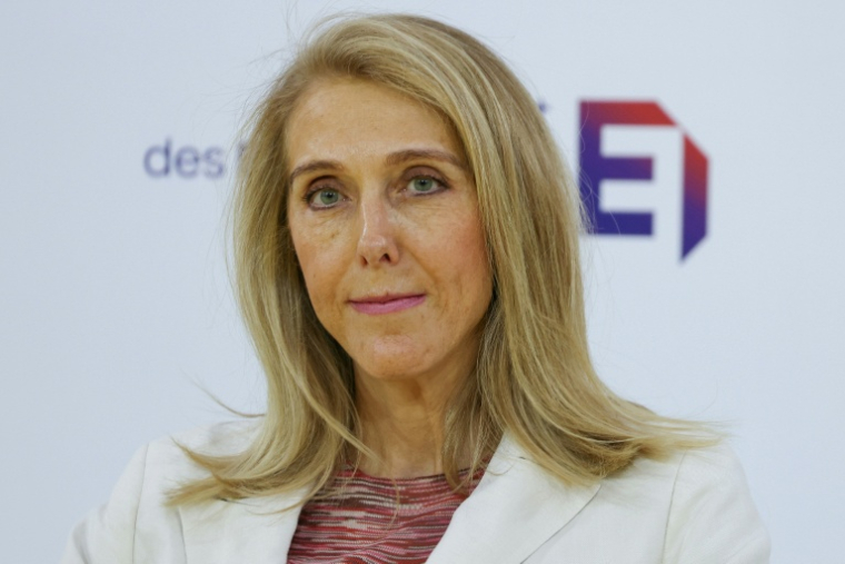 La présidente de Radio France, Sibyle Veil, lors de l'université d'été du Medef, Paris, le 27 août 2026 ( AFP / Thomas SAMSON )