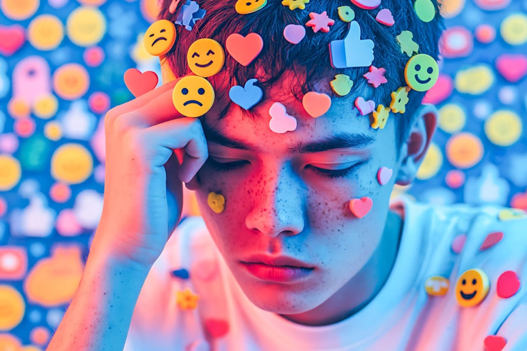 (Syndrome FoMo : comment éviter les sursollicitations des réseaux sociaux sur les adolescents ? - Visuel généré à l'aide de l'IA)