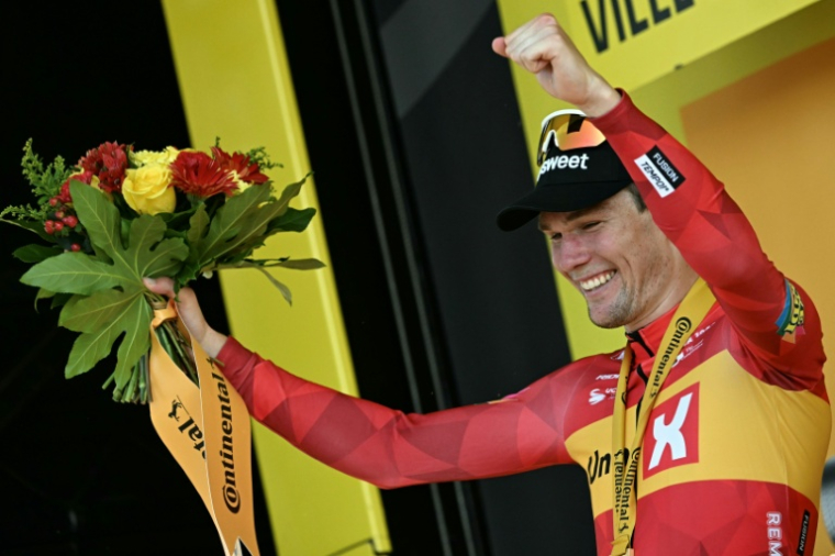 Le Norvégien Soren Waerenskjold vainqueur de la 11e étape du Tour de France, le 15 juillet 2026 à Nevers ( AFP / Loic VENANCE )
