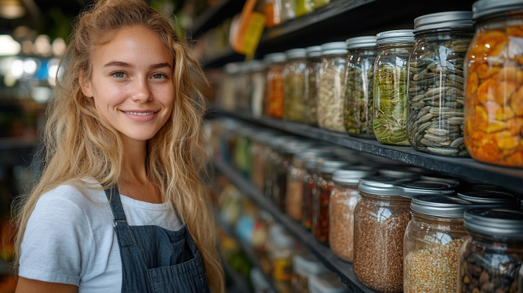 Quand les acteurs du vrac doivent se «débrouiller» pour assurer cette tâche nouvelle de l'emballage des produits, le vrac rime-t-il toujours avec l'écologie? (crédit : Adobe Stock / photo générée par IA)