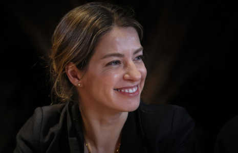 Céline Imart à Echouboulains, en Île-de-France, le 19 février 2024. ( AFP / KIRAN RIDLEY )