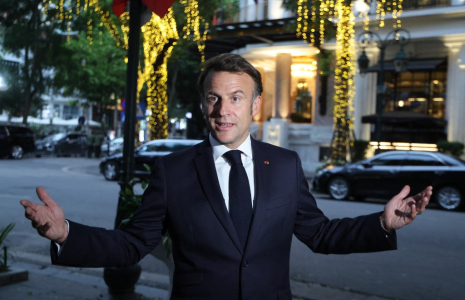 Emmanuel Macron à Hanoï, au Vietnam, le 26 mai 2025. ( POOL / LUDOVIC MARIN )