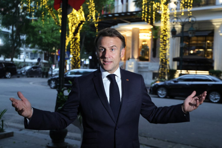 Emmanuel Macron à Hanoï, au Vietnam, le 26 mai 2025. ( POOL / LUDOVIC MARIN )