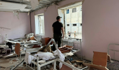 Un dortoir de l'établissement pénitentiaire de Bilenke, en Ukraine, attaquée par la Russie le 29 juillet 2025 ( AFP / Olexandr PAVLOV )