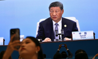 Le président chinois Xi Jinping lors d'une retransmission d'un sommet à Tianjin, le 1er septembre ( AFP / Pedro PARDO )