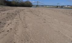 Le fleuve de la Loire asséché, à Montjean-sur-Loire, le 26 février 2023. ( AFP / JEAN-FRANCOIS MONIER )