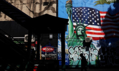 L'entrée d'une station de métro à New York, aux Etats-Unis