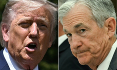 Donald Trump et Jerome Powell. (crédit : Brendan SMIALOWSKI and ANDREW CABALLERO-REYNOLDS / AFP)