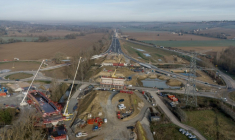 Une vue aérienne d'une partie du chantier de l'A69 à Verfeil, en Haute-Garonne, le 27 février 2025 ( AFP / Ed JONES )