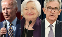 "Jusqu'à présent, ce trio marche au mieux. Les bourses américaines sont à leurs plus hauts tandis que le rendement du bon du trésor américain est à 1,6%, après avoir tutoyé 1,75% en mars, au moment même où les programmes de dépenses s'ajoutent, malgré les hausses d'impôts annoncées." (source : Fed, Gage Skydmore)