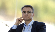 Dominique Schelcher, patron de Système U, à Paris le 26 août 2020. ( AFP / ERIC PIERMONT )