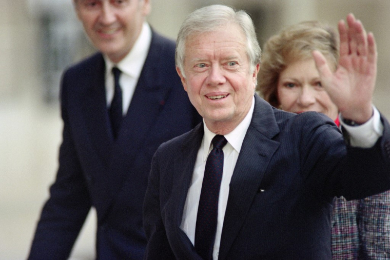 Jimmy Carter, en 1990, à Paris ( AFP / PATRICK HERTZOG )