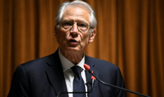 L'ancien Premier ministre Dominique de Villepin lors d'une conférence à La Sorbonne, à Paris, le 27 mars 2026  ( AFP / JULIEN DE ROSA )