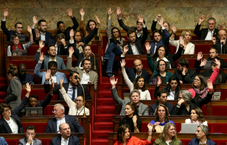 Les députés votent un amendement visant à modifier le statut des AESH lors de la niche parlementaire LFI à l'Assemblée nationale, à Paris, le 29 octobre 2026 ( AFP / Thomas SAMSON )