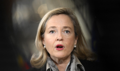 La présidente de La Banque européenne d'investissement (BEI) Nadia Calvino à Bruxelles le 20 janvier 2026. ( AFP / JOHN THYS )