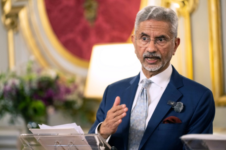Le ministre indien des Affaires étrangères Subrahmanyam Jaishankar lors d'une conférence de presse à Marseille, avec son homologue français Jean-Noël Barrot, le 13 juin 2025 ( AFP / Miguel MEDINA )