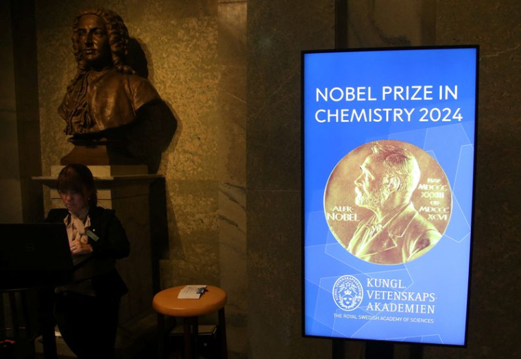 Panneau pour le Prix Nobel de Chimie à l'Académie Royale des Sciences de Suède