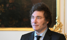 Javier Milei, le 24 juin 2024, à Prague  ( AFP / Michal Cizek )