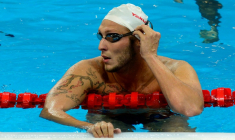 Le nageur français Amaury Leveaux durant les championnats du monde de natation à Barcelone, le 26 juillet 2013 ( AFP / JAVIER SORIANO )