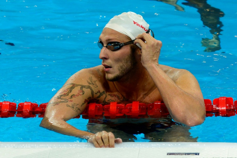 Le nageur français Amaury Leveaux durant les championnats du monde de natation à Barcelone, le 26 juillet 2013 ( AFP / JAVIER SORIANO )