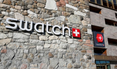 Le logo de Swatch dans un magasin à Buergenstock