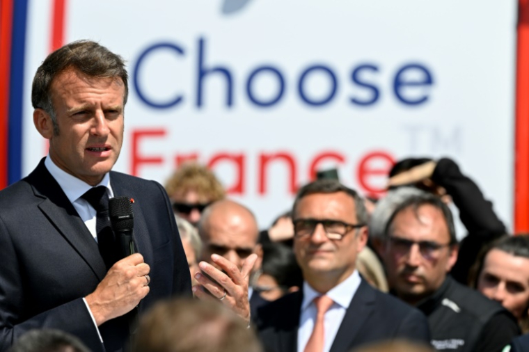 Le président Emmanuel Macron à Ligny-en-Barrois, dans la Meuse, le 19 mai 2025 ( POOL / Jean-Christophe VERHAEGEN )