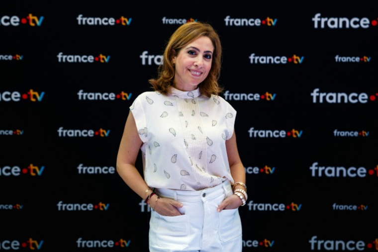 La journaliste Léa Salamé lors de la présentation de la nouvelle saison de France Télévisions à Paris le 8 juillet 2025 ( AFP / DIMITAR DILKOFF )