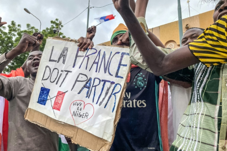 Manifestation anti-française à Niamey pendant la fête de l'Indépendance du Niger, le 3 août 2023 ( AFP / - )