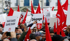 Une manifestation contre le président tunisien Kais Saied, pour marquer l'anniversaire du soulèvement de 2011, à Tunis