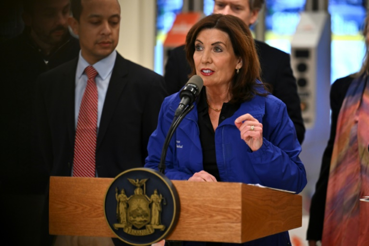 La gouverneure démocrate de l'Etat de New York, Kathy Hochul, le 19 févfrier 2025 à New York ( AFP / ANGELA WEISS )