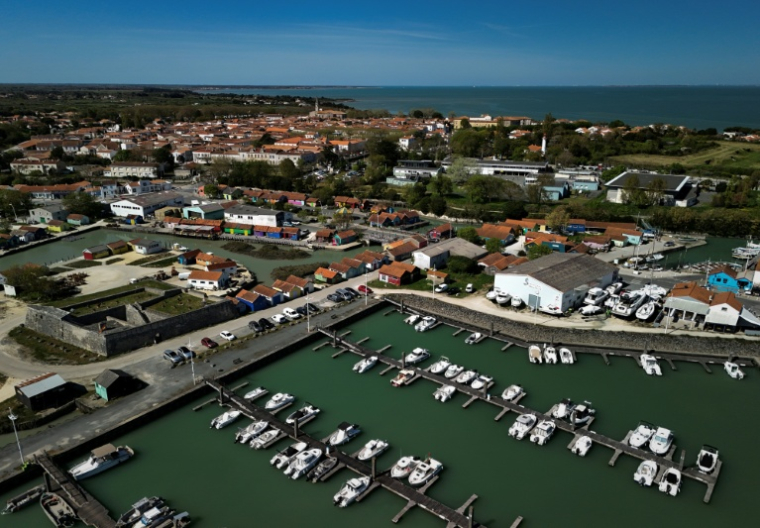 Vue aérienne du port du Château-d'Oléron, sur l'île d'Oléron, le 8 avril 2025 ( AFP / Philippe LOPEZ )