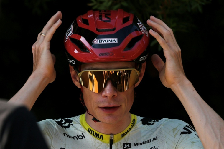 Le Danois Jonas Vingegaard à la veille du départ du Tour de France, le 3 juillet 2026 à Castelldefels, près de Barcelone ( AFP / Anne-Christine POUJOULAT )