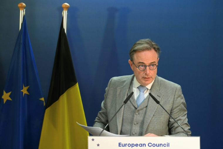 Le Premier ministre belge Bart De Wever, lors d'une conférence de presse à Bruxelles, le 23 octobre 2025 ( AFP / NICOLAS TUCAT )