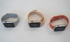 Des Apple Watch Series 9 présentées à l'Apple Park de Cupertino, en Californie, le 12 septembre 2023.  ( AFP / NIC COURY )