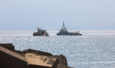 Pris dans une forte tempête et balayé par une trombe marine, le "Bayesian" a coulé en baie de Porticello, en Sicile ( ANSA / IGOR PETYX )