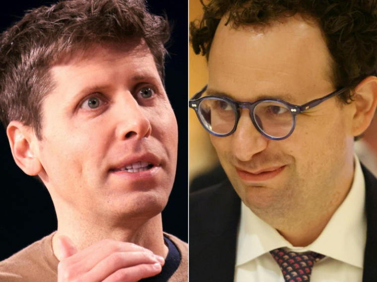 Cette combinaison de photos réalisée le 9 juin 2026 montre (de gauche à droite) Sam Altman, PDG d'OpenAI, à Seattle, dans l'Etat de Washington, le 21 mai 2024, et Dario Amodei, PDG d'Anthropic, à New Delhi, le 19 février 2026 ( AFP / Jason Redmond )