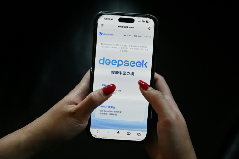 La startup chinoise spécialisée dans l'intelligence artificielle (IA) DeepSeek a franchi les 50 milliards de dollars de valorisation après sa première levée de fonds ( AFP / GREG BAKER )